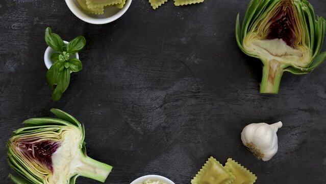 Serving a Plate of Artichoke Ravioli