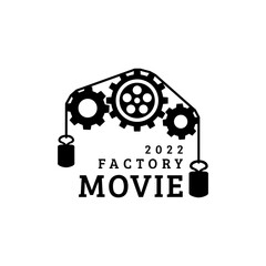 Gear, scales and camera reel For Cinema Movie Film Production Logo