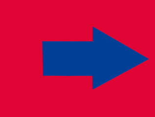 Blue arrow to the right on red background