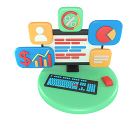 3d rendering computer screen business report application