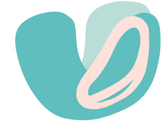 Pastel red green blob organic doodle hand drawing shape and form illustration background element