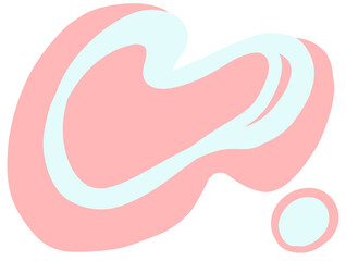 Pastel red green blob organic doodle hand drawing shape and form illustration background element