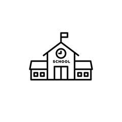 School building linear icon. Black outline. Back to school inspiration. Concept of education. Vector illustration, flat design