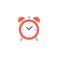 Alarm clock minimalist icon. Colorful filled pictogram. Desktop clock. Concept of get up early, timer, schedule. Vector illustration, flat design
