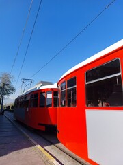 Naklejka premium tram in the city