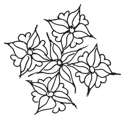 Hand-drawn flowers, branches of flower black and white