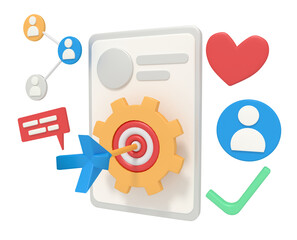 3d illustration of marketing target management on the phone