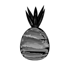 Doodle pineapple. Modern fruit with colored leaves. Isolated illustration on a white background. Cartoon. Vector.