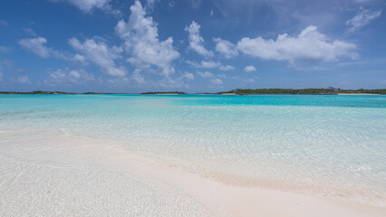 perfect and magical beach, turquoise seawater and crystal clear water at summer day in caribbean sea.