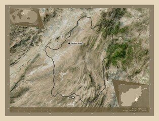 Paktika, Afghanistan. High-res satellite. Labelled points of cities