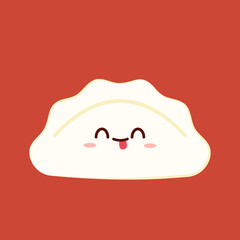 Gyoza cartoon vector. Steamed dim sum or bun illustration for restaurant logo. Asian food icon for Japanese, Korean. Vector illustration of gyoza, japanese dumplings.