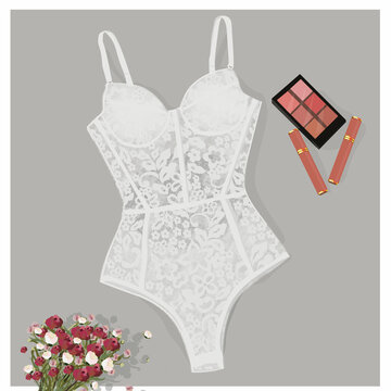 Women's underwear made of white lace.