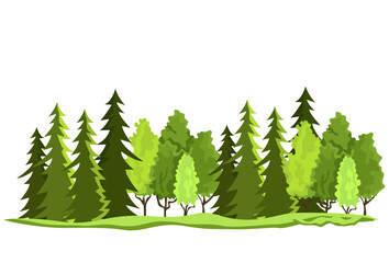 Obraz premium Illustration Vector graphic of green forest on light sky background fit for Forest Park Design Template Element for Nature and Vacation Logos etc.
