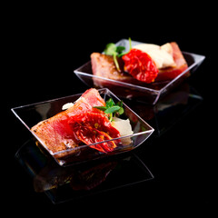Gourmet appetizers tuna and salmon
