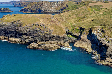 View of the coastline from Tintagel castle - Cornwall,