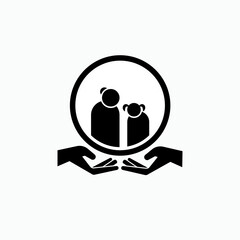 Protection of Children and Women Icon. Family Protection Symbol - Vector.