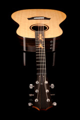 acoustic guitar, guitar neck, on a black background, custom