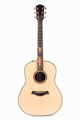 beautiful acoustic guitar on a white background, custom