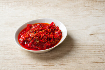 Sambal Balado is Traditional red chili paste from Padang, West Sumatra

Sambal Balado is one of Indonesian signature condiment.