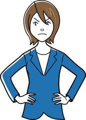 腰に手を当て抵抗するビジネスウーマン