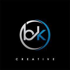 BK Letter Initial Logo Design Template Vector Illustration - obrazy, fototapety, plakaty