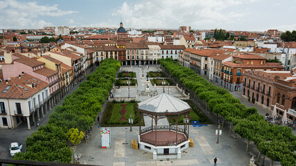 Cervantes Square seen from the top of the Santa Maria Tower in Alcalá de Henares