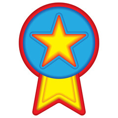 3D ribbon star suitable for school children's achievement award icon