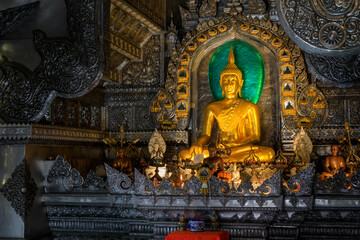 Golden Buddha Statue meditating At Sri Suphan Temple  Chiang Mai Province, Thailand