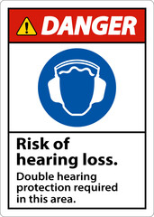 Danger Double Hearing Protection Sign On White Background