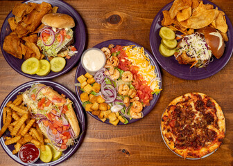 Flat lay of bar food