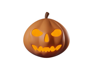 Halloween pumpkin 3D animation isolated on green background. Concept happy halloween in october.