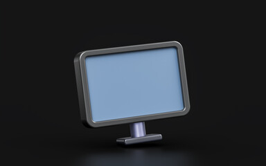 monitor sign on dark background 3d render concept for computer display television 
