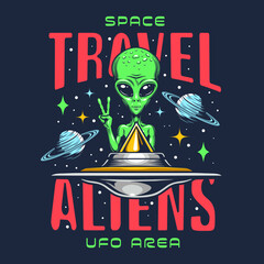 Travel aliens poster colorful vintage © DGIM studio