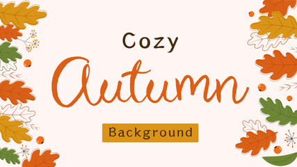 Autumn background, background with fallen leaves, acorn, berries, plants