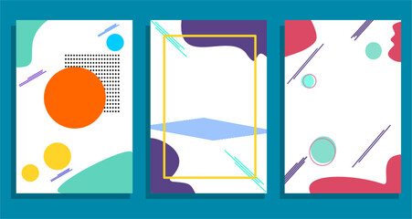 set of the abstract cover frame design. Catalog border, Memphis brochure card.