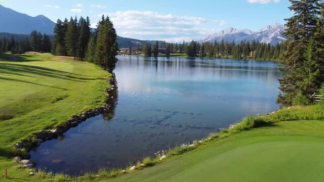 Aerial shots of mountains and rivers in Jasper National park