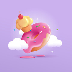 3D VECTOR DONUT AND CAKE ILLUSTRATION
