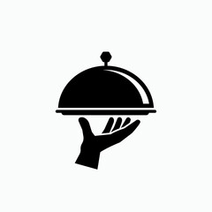 Serving Cuisine Icon. Service, Waitress Symbol - Vector.  