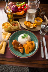 Chicken stew with sweet potatoes Peruvian gourmet restaurant food