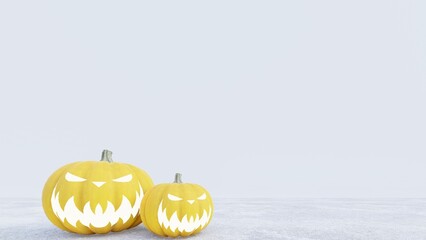 Halloween Set of pumpkin for holiday. Realistic 3d black pumpkins with cut scary good joy smile. Collection of 3d objects. Design elements isolated on white background.