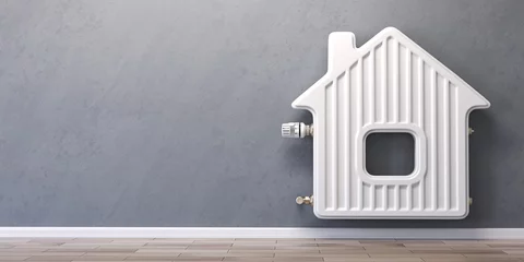 Foto op Aluminium Home heating radiator in the form of house. © Maksym Yemelyanov