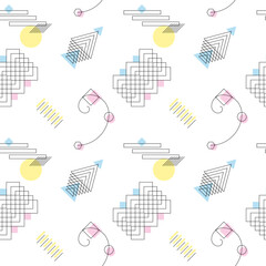 Seamless geometric pattern with abstract lines and shapes