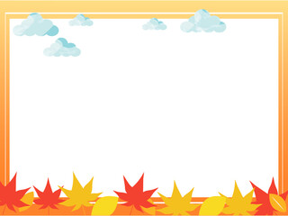 秋の空と風景 背景 もみじと楓 落ち葉 壁紙 ベクターイラスト