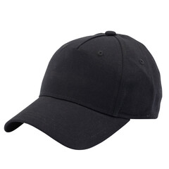 Black baseball cap isolated on white background. Mockup baseball cap for design..Black hat.
