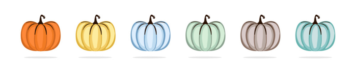 Pumpkin collection. Halloween pumpkin icons. Thanksgiving.