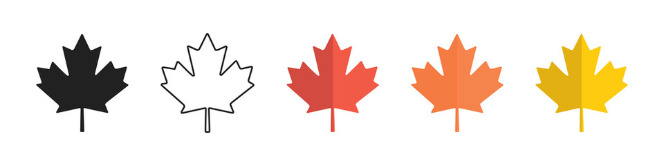 Leaf icon set. Vector isolated illustration. Autumn falling leaves.