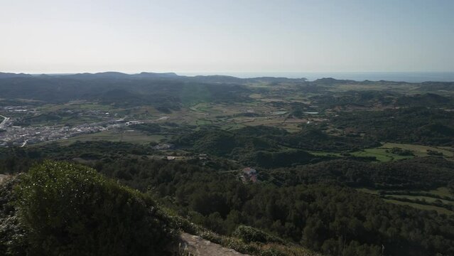 Menorca from mountain top of Mirador Cim del Toro, Es Mercadal, Menorca, Balearic Islands