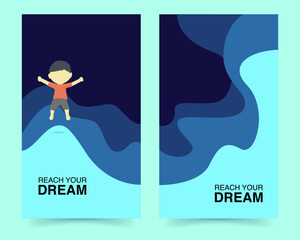 Kids banner illustration. Welcome banner. Child dream banner. Reach Dream