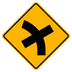 Obraz premium Successive Side Road Junction On A Curve Left Symbol Sign, Vector Illustration, Isolated On White Background Label .EPS10