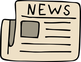 Hand drawn news icon. Vector illustration, doodle style.